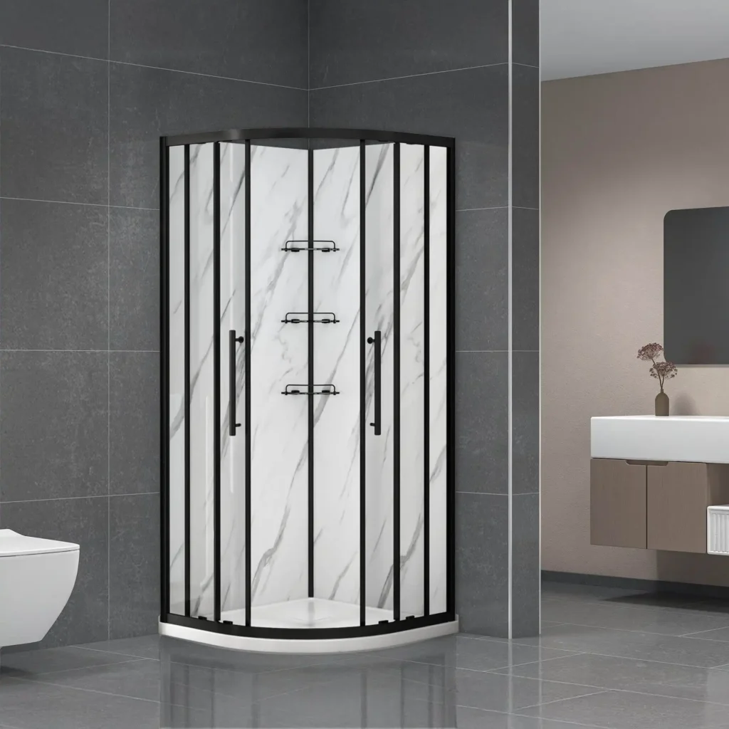Dreamwerks 36 in. W x 36 in. D x 75 in. H Round Black Shower Kit