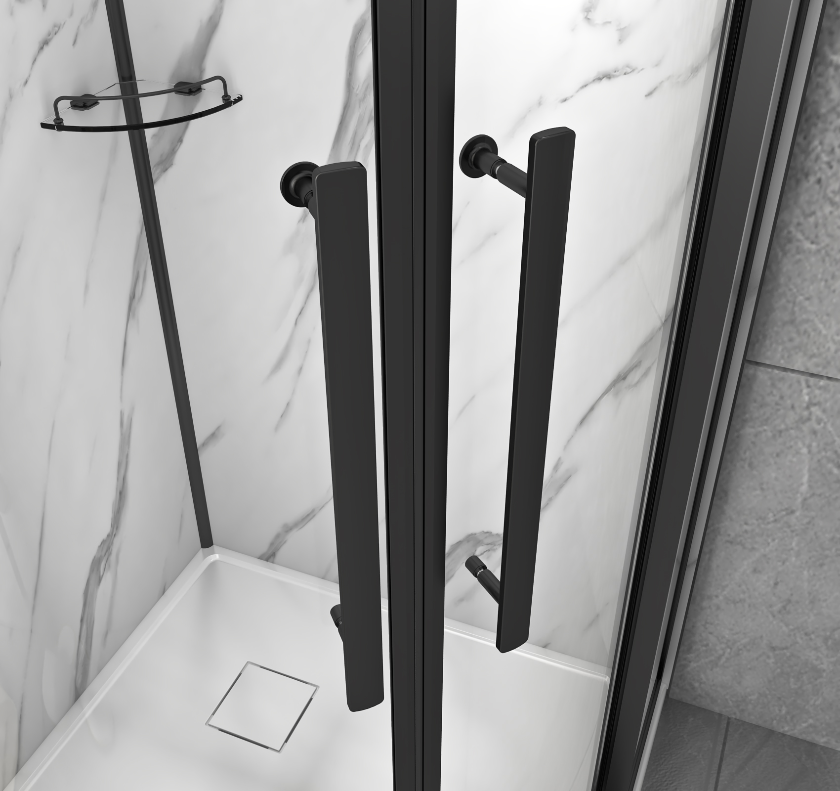 Dreamwerks 36 in. W x 36 in. D x 75 in. H Round Black Shower Kit - Image 9
