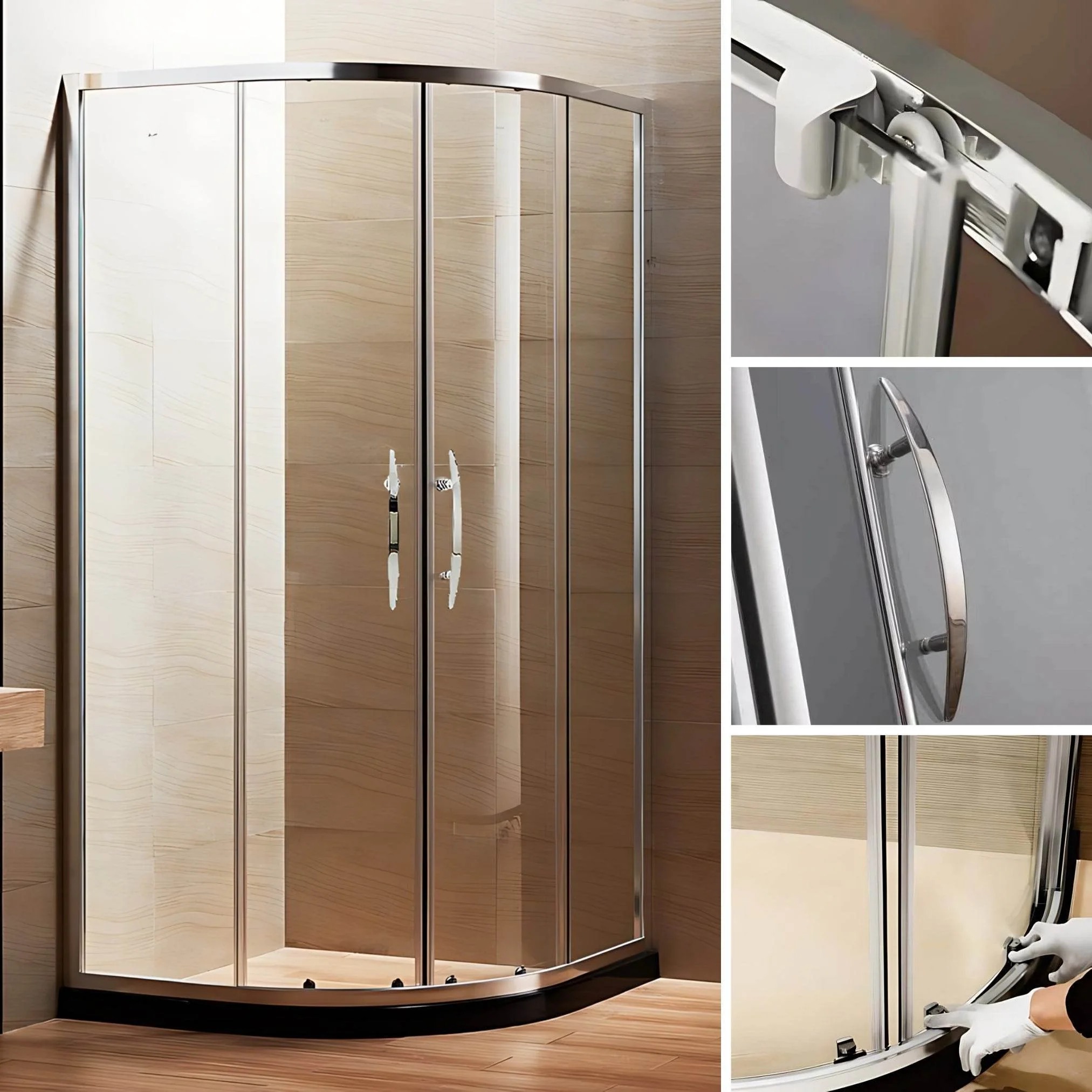 Dreamwerks 36 in. W x 79 in. H Framed Sliding Shower Enclosure Clear Glass in Chrome with Handles - Image 2