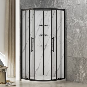 Dreamwerks 36 in. W x 36 in. D x 75 in. H Round Black Shower Kit-616