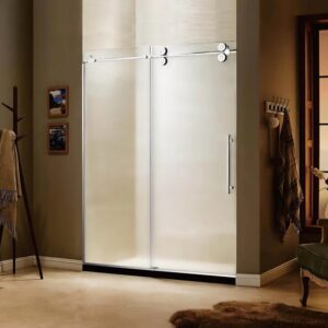 Dreamwerks 60 in. W x 79 in. H Frameless Sliding Shower Door in Bright Chrome with Frosted Glass - Image 5