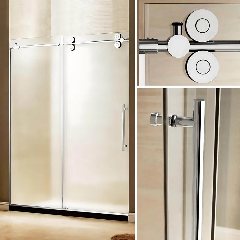 Dreamwerks 60 in. W x 79 in. H Frameless Sliding Shower Door in Bright Chrome with Frosted Glass - Image 6