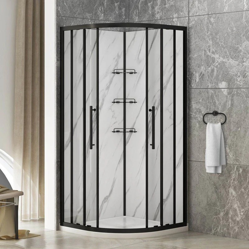 Dreamwerks 36 in. W x 36 in. D x 75 in. H Round Black Shower Kit - Image 14