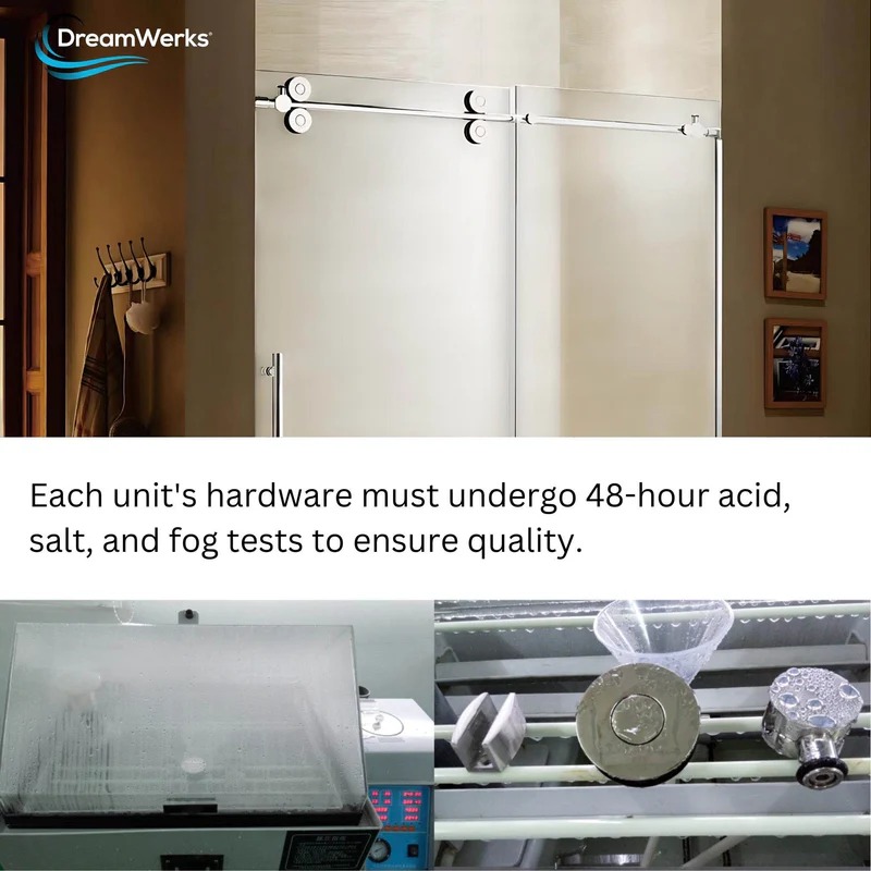 Dreamwerks 60 in. W x 79 in. H Frameless Sliding Shower Door in Bright Chrome with Frosted Glass - Image 8