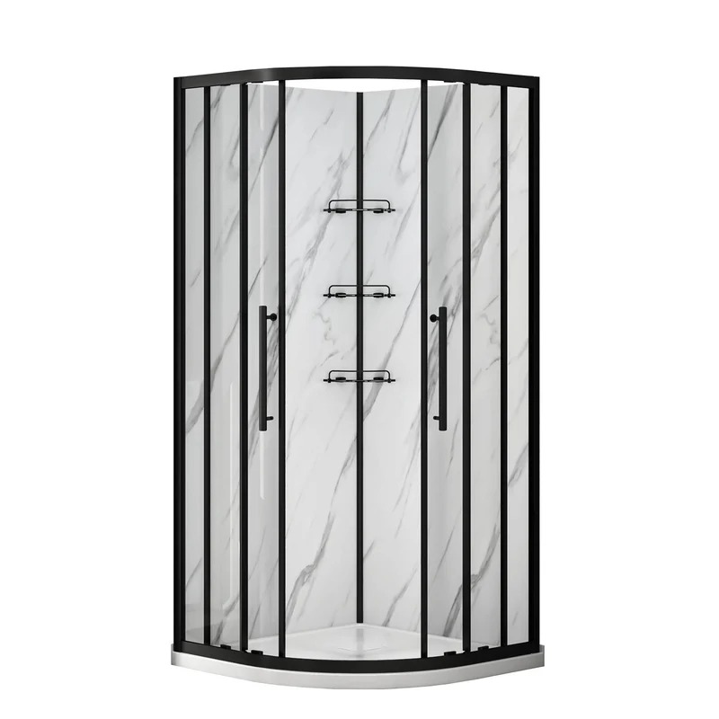Dreamwerks 36 in. W x 36 in. D x 75 in. H Round Black Shower Kit - Image 12