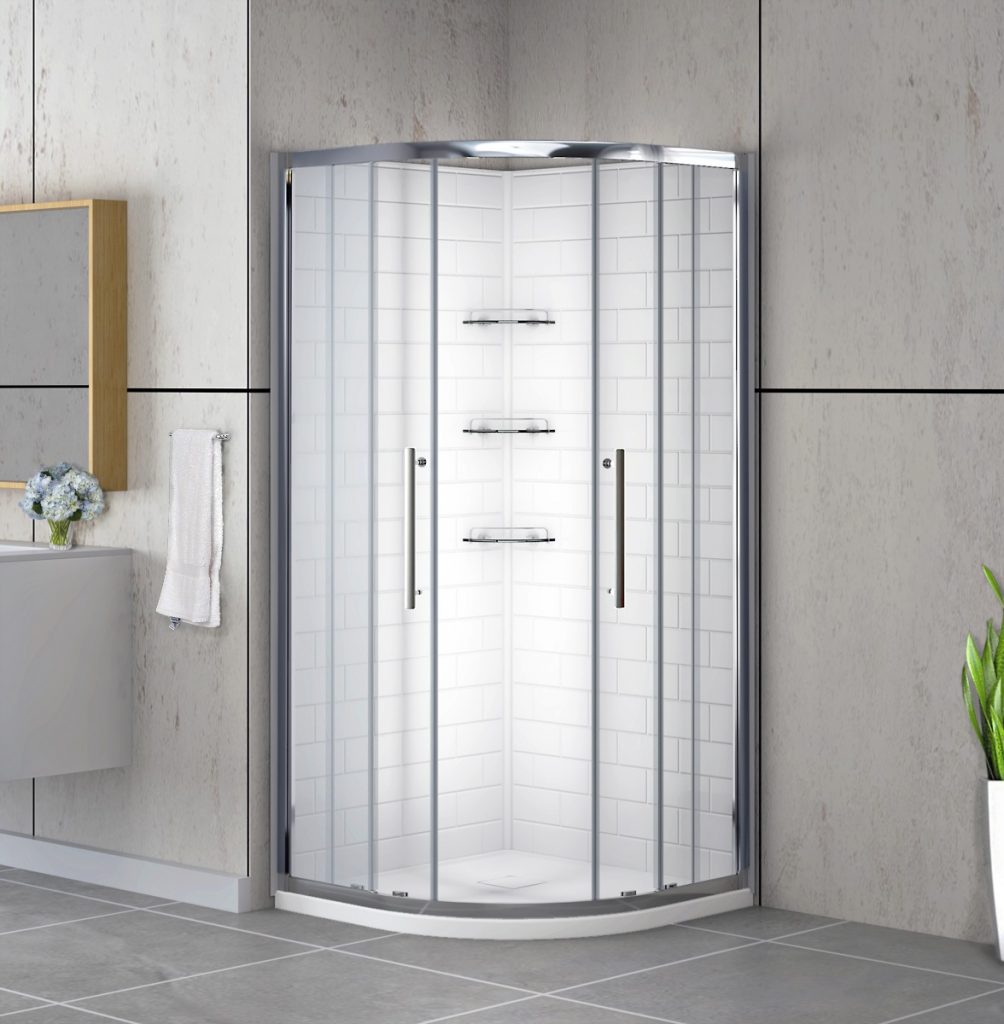 Dreamwerks 36 in. W x 36 in. D x 75 in. H Round Chrome Shower Kit-0