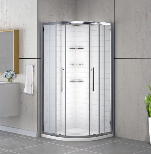 Dreamwerks 36 in. W x 36 in. D x 75 in. H Round Chrome Shower Kit-0