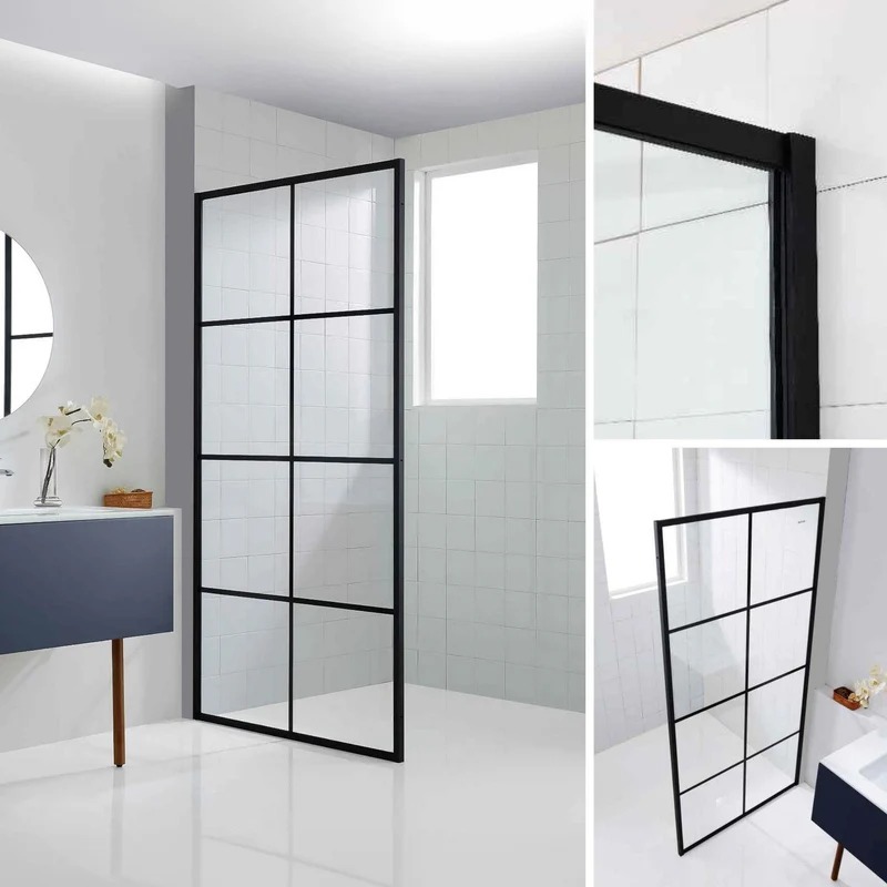 Dreamwerks 40 in. W X 79 in. H Shower Screen in Black with Clear Glass - Image 2
