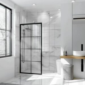 Dreamwerks 40 in. W X 79 in. H Shower Screen in Black with Clear Glass - Image 7