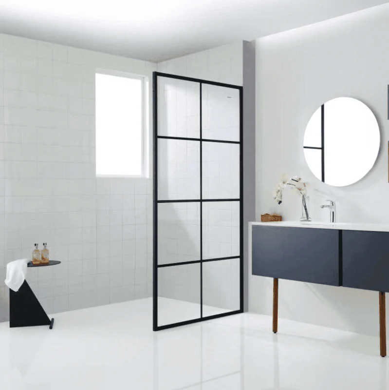 Dreamwerks 40 in. W X 79 in. H Shower Screen in Black with Clear Glass - Image 4