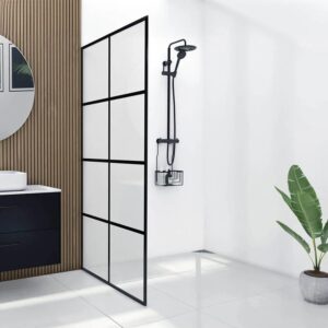 Dreamwerks 40 in. W X 79 in. H Shower Screen in Black with Clear Glass - Image 5
