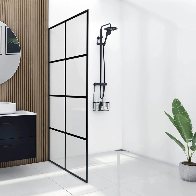 Dreamwerks 40 in. W X 79 in. H Shower Screen in Black with Clear Glass - Image 5