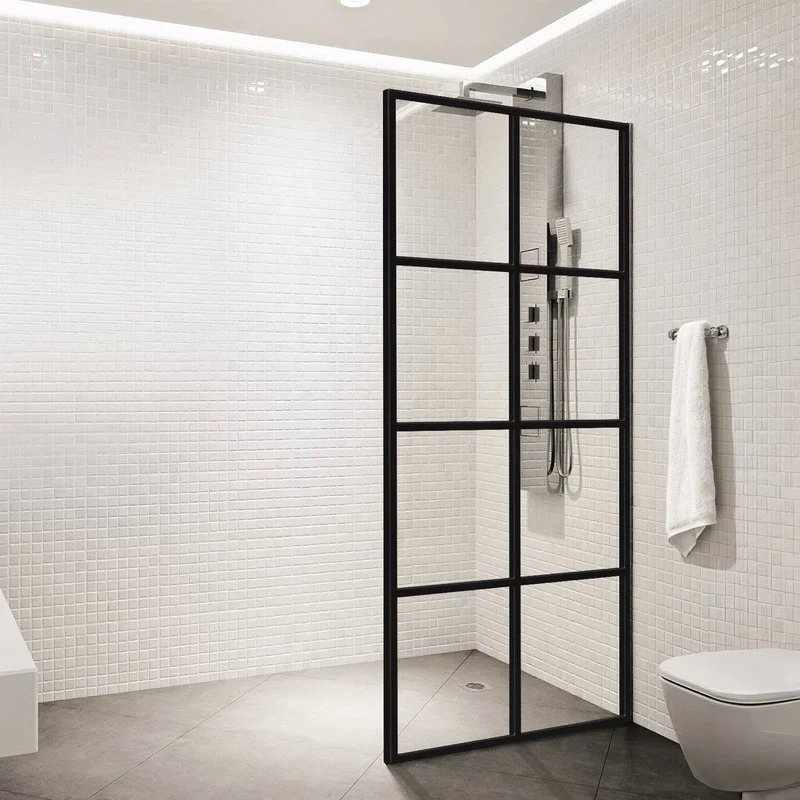 Dreamwerks 40 in. W X 79 in. H Shower Screen in Black with Clear Glass - Image 6