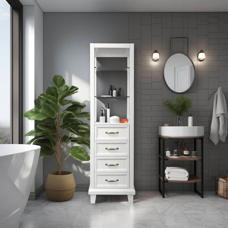 Dreamwerks 18"w X 18"d X 60"h White Linen Cabinet - Image 6