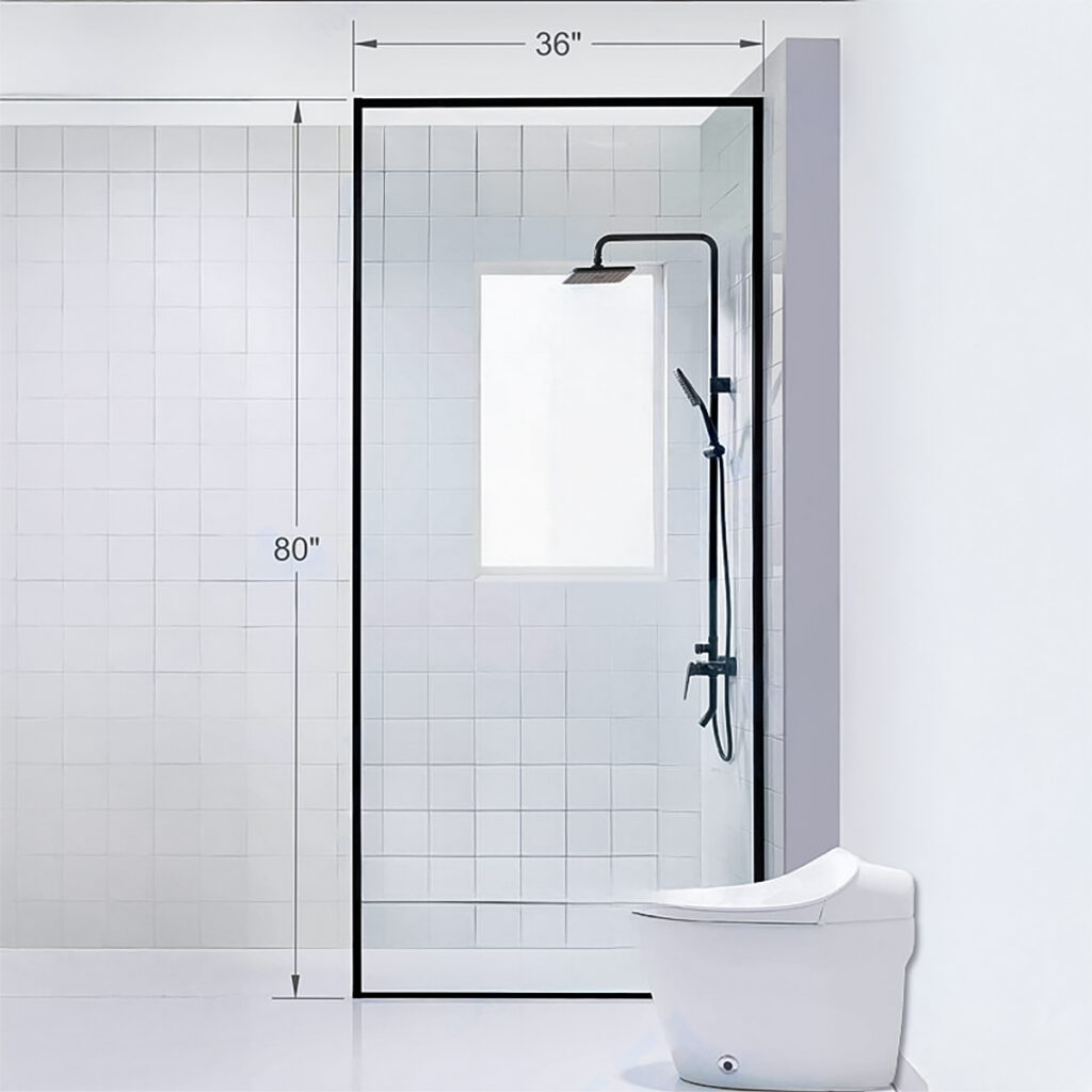 Dreamwerks 36 in. W x 80 in. H Fixed Shower Screen Door in Matte Black