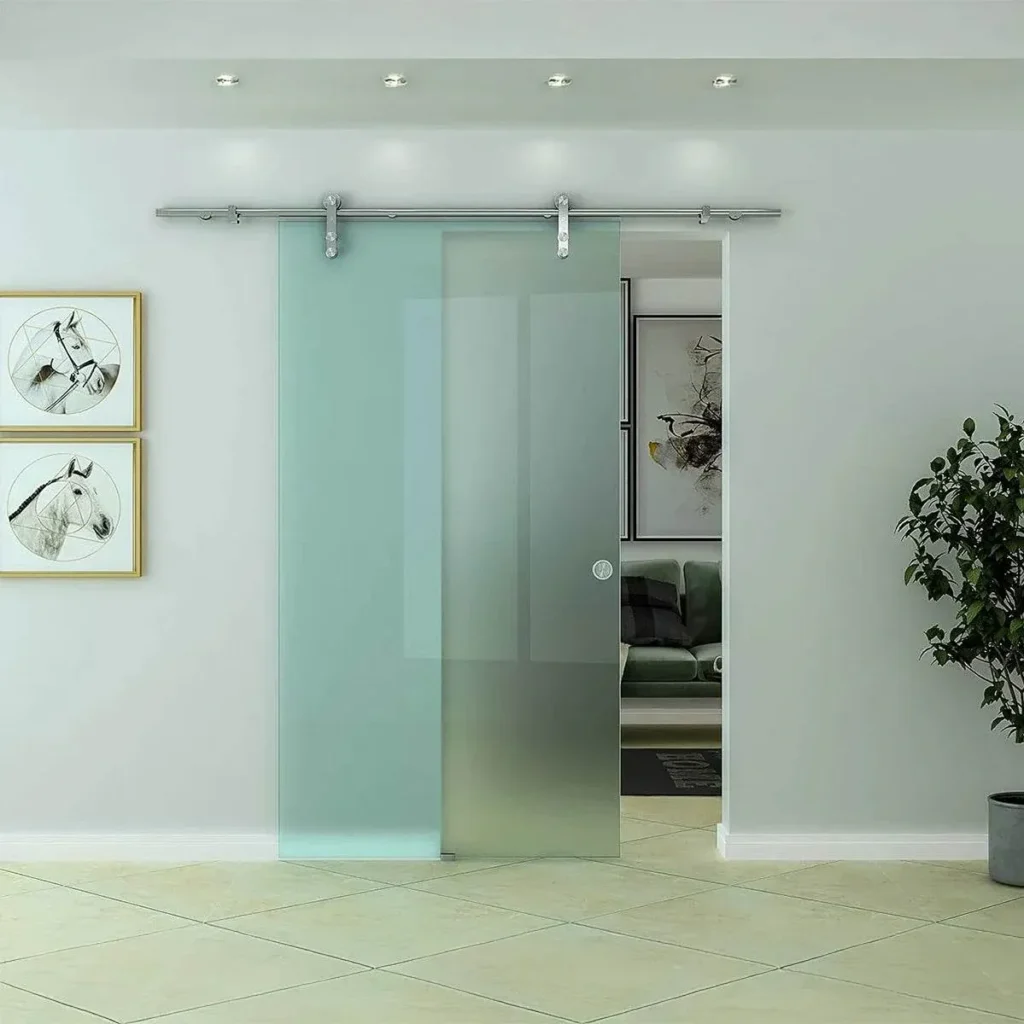 Dreamwerks 40 in. W X 79 in. H Sliding Glass Door with SS Pulley