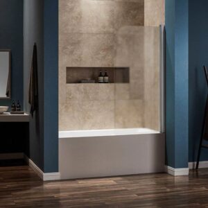 Dreamwerks 30 in. W x 59 in. H Clear Glass Frameless Pivot Tub Door in Chrome - Image 7