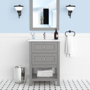 Dreamwerks 24" W x 22" D x 33" H Sienna Vanity In Gray with Ceramic Vanity Top - Image 14