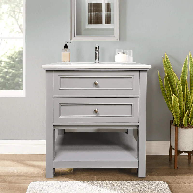 Dreamwerks 24" W x 22" D x 33" H Sienna Vanity In Gray with Ceramic Vanity Top - Image 15