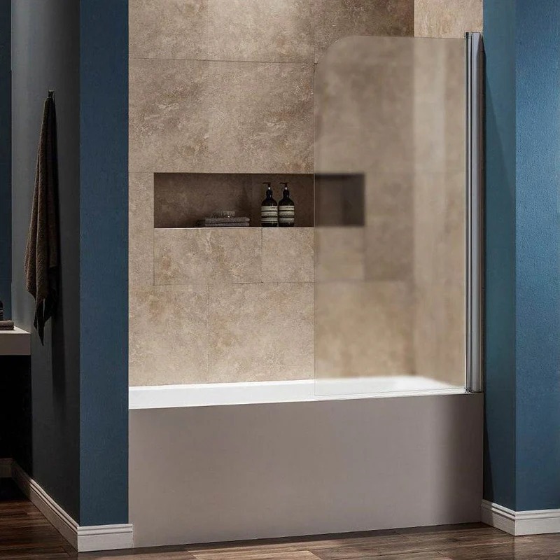 Dreamwerks 30 in. W x 59 in. H Clear Glass Frameless Pivot Tub Door in Chrome - Image 10