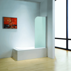 Dreamwerks 30 in. W x 59 in. H Frameless Pivot Tub Door with Clear Glass and Handle in Black - Image 3