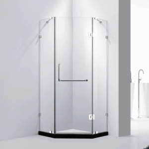 Dreamwerks 36 in. x 79 in. Frameless Neo-Angle Hinged Shower Door (Left) in Chrome with Handle - Frosted Glass - Image 20