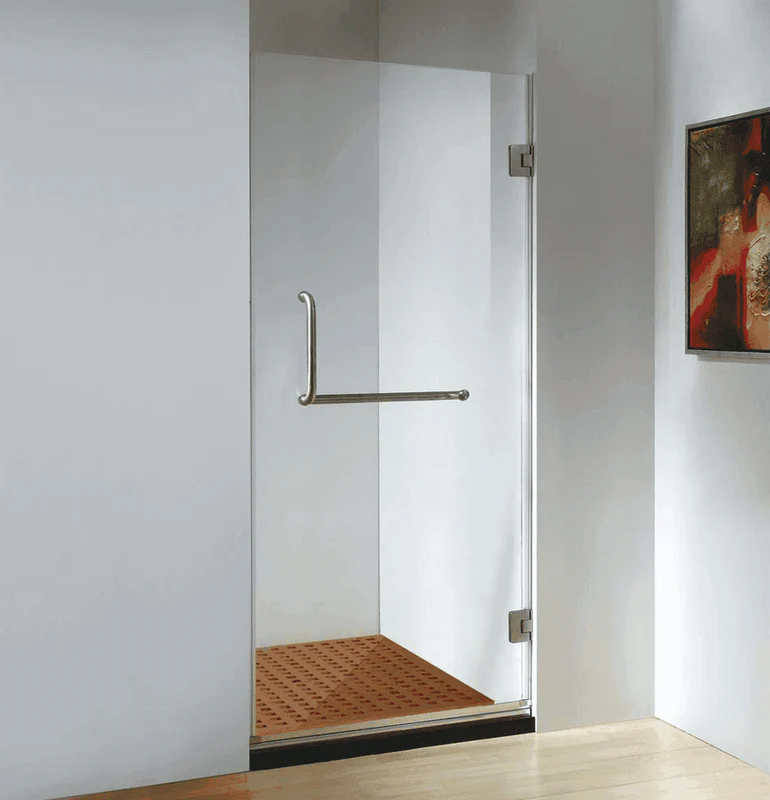 Dreamwerks 30 in. x 79 in. Frameless Hinged Shower Door Clear Glass in Stainless Steel with Handle - Image 13