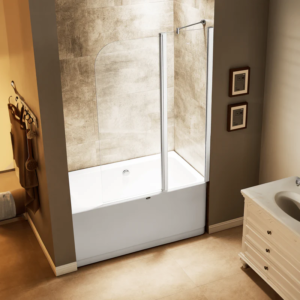 Dreamwerks 43 in. x 59 in. Frameless Pivot Tub Door in Chrome - Image 14