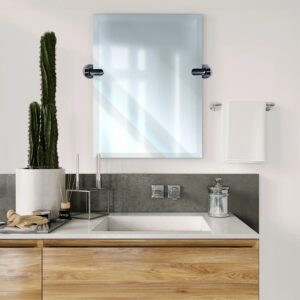 Dreamwerks 21'' W x 24'' H Brushed Nickel Rectangular Frameless Bathroom Pivot Mirror - Image 15