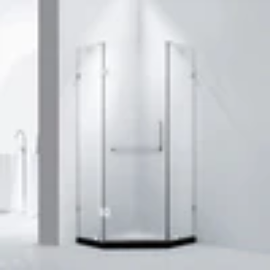 Dreamwerks 36 in. x 79 in. Frameless Neo-Angle Hinged Shower Door (Left) in Chrome with Handle - Frosted Glass - Image 14